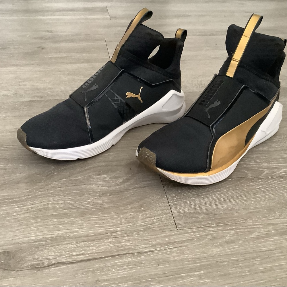 Puma Black and Gold Athletic Shoes - Picture 3 of 6